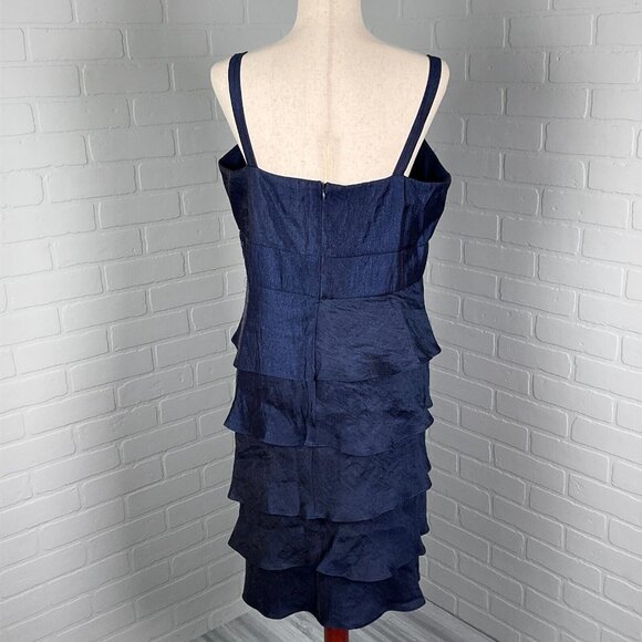 Kathy Roberts Dress Women‎ 16 Blue Shimmer Embellished Ruffle Waist Party Formal - Picture 4 of 10